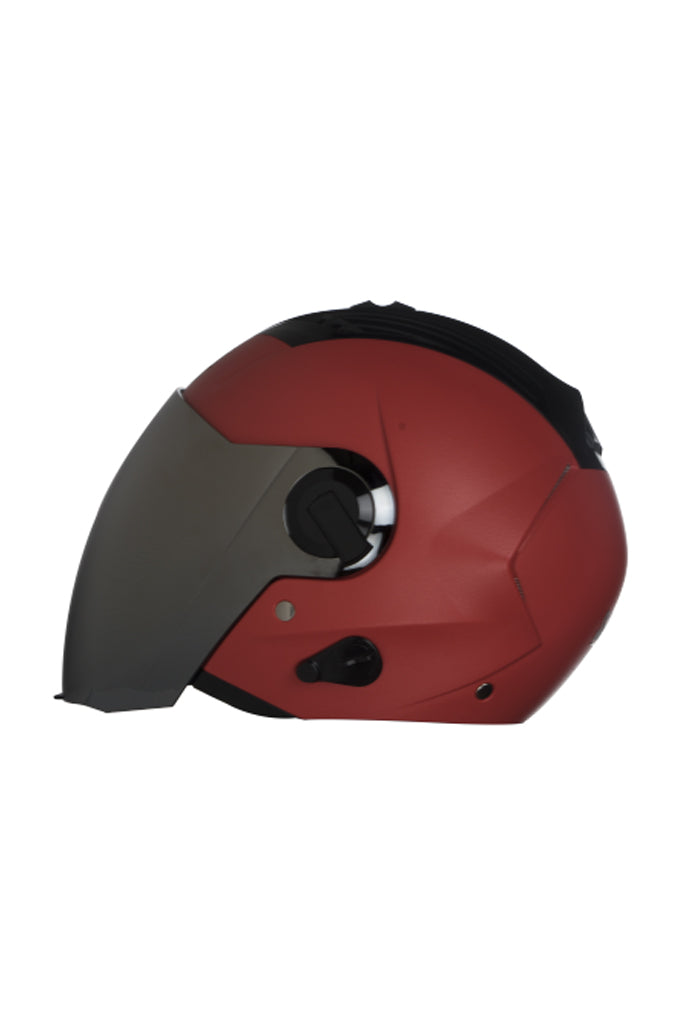 Steelbird Air Open Face Helmet-Matt Sports Red With Gold Visor