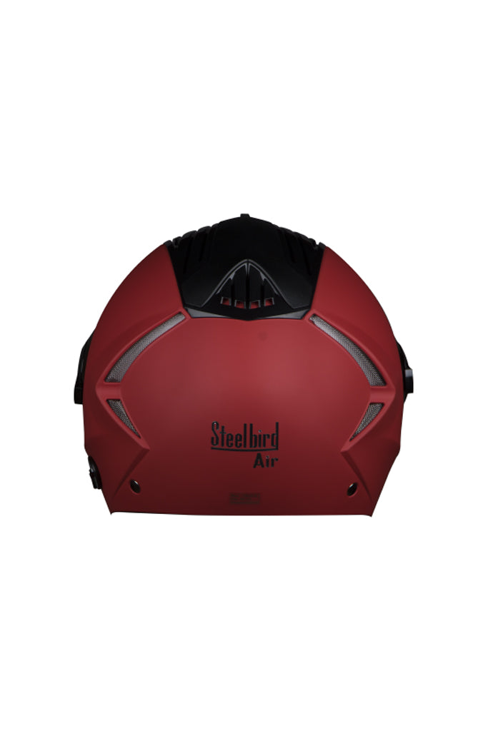 Steelbird Air Open Face Helmet-Matt Sports Red With Gold Visor