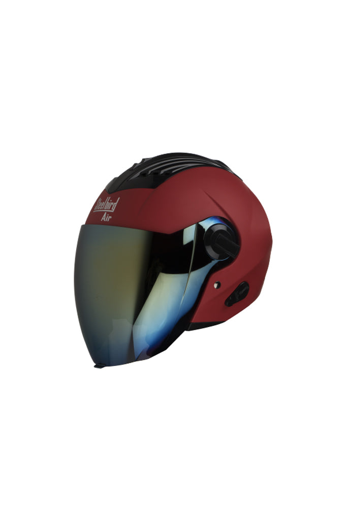 Steelbird Air Open Face Helmet-Matt Sports Red With Gold Visor