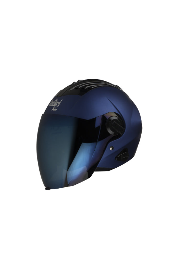 Steelbird Air Open Face Helmet-Matt Y.Blue With Irridium Blue Visor