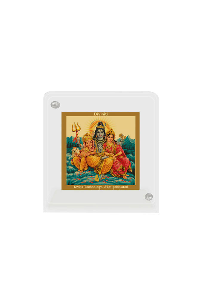 Diviniti 24k Gold Plated Car Dashboard Frame Shiv Parivar (ACF 1B)