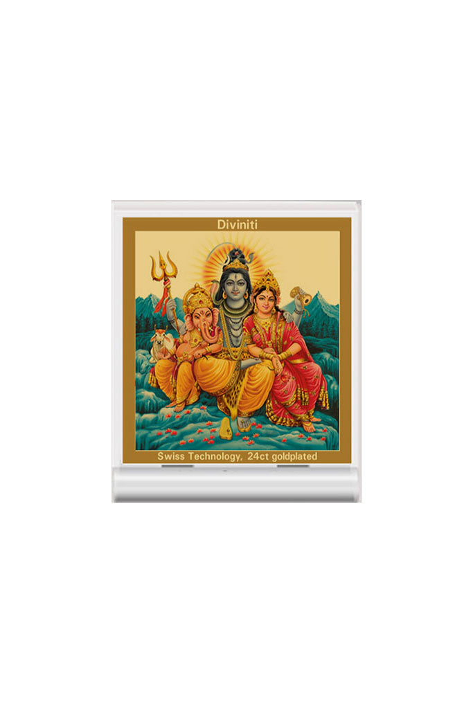 Diviniti 24k Gold Plated Car Dashboard Frame Shiv Parivar (ACF 3)