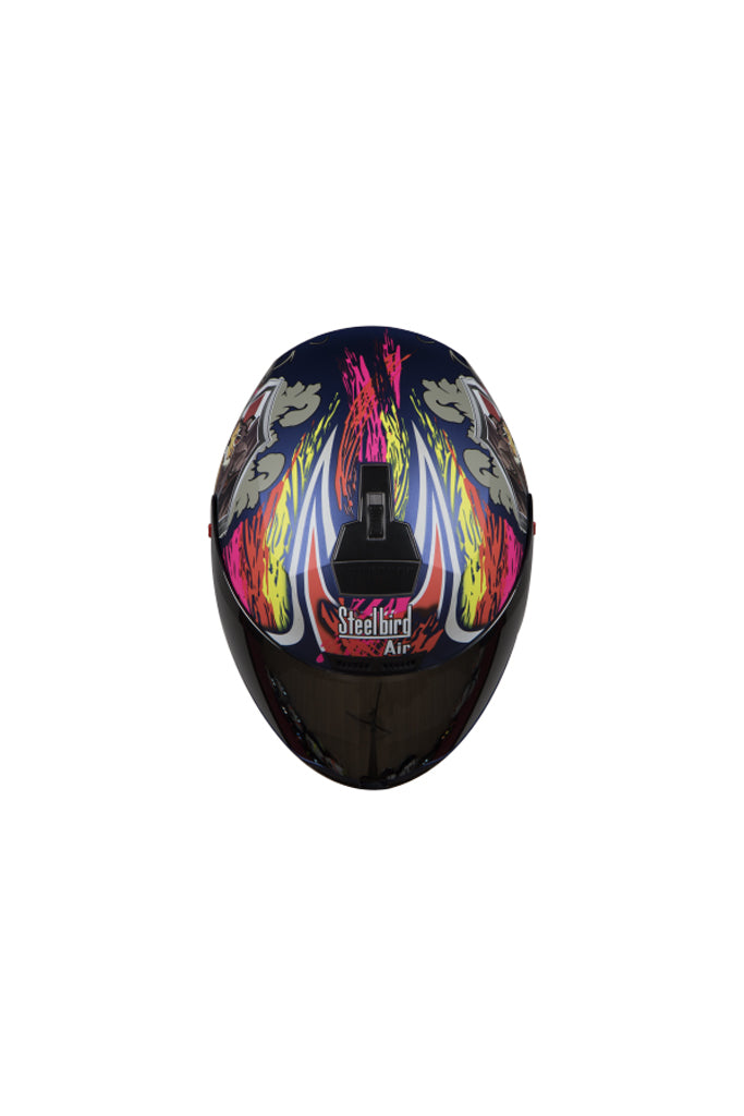 Steelbird Air Griffon Full Face Helmet-Glossy Yamaha Blue With Orange