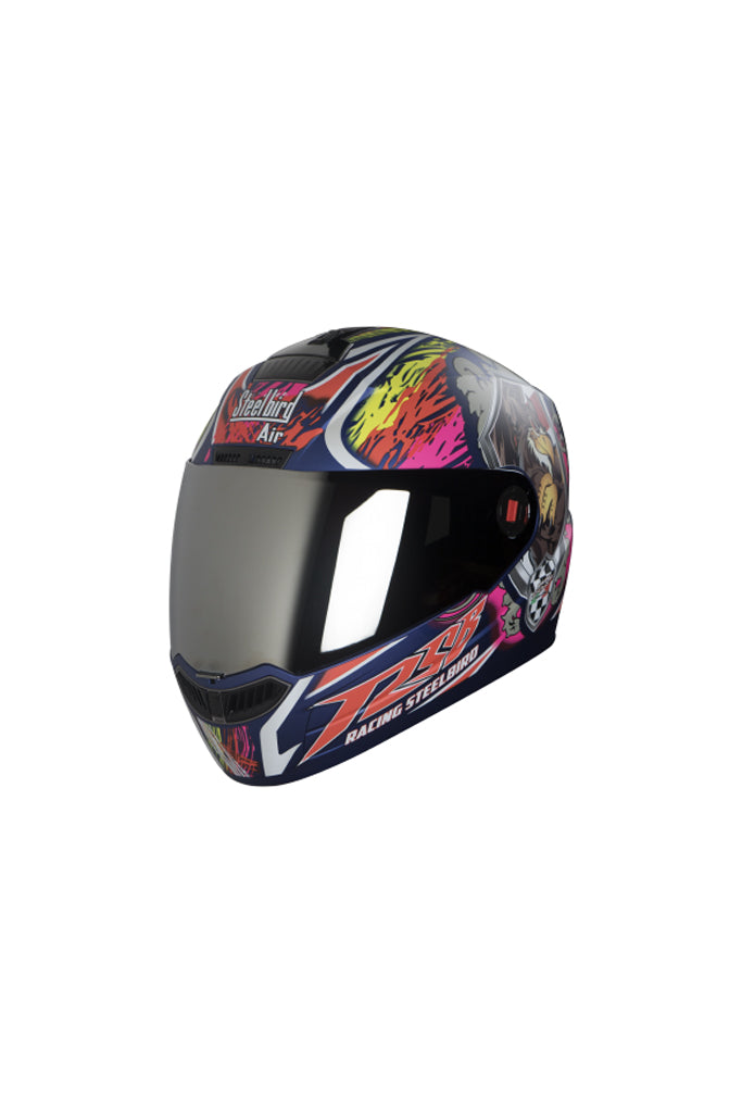 Steelbird Air Griffon Full Face Helmet-Glossy Yamaha Blue With Orange