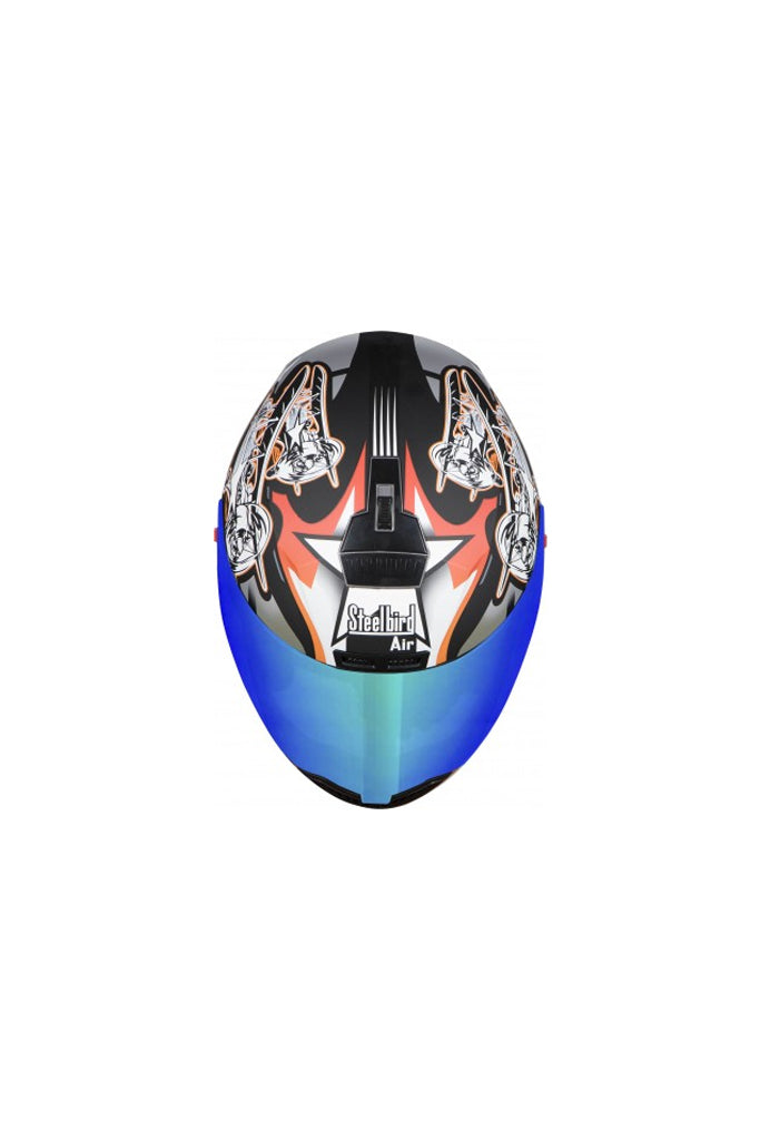 Steelbird Air Hovering Full Face Helmet-Matt Black With Orange