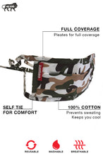 Elegant Cotton Face Mask Camouflage String Tieup  Pack of 3