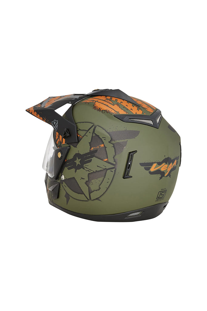 Vega Off Road D/V Secret Dull Green Black Helmet