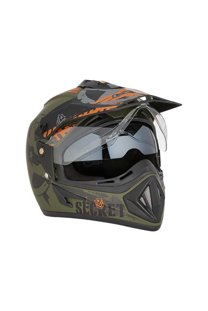 Vega Off Road D/V Secret Dull Green Black Helmet