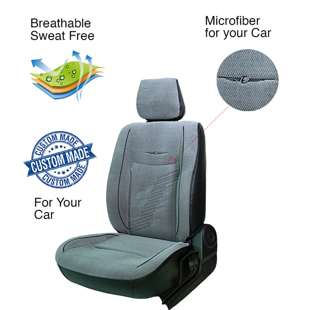 Comfy Z-Dot Fabric Car Seat Cover For Kia Seltos with Free Set of 4 Comfy Cushion - Grey Black | Elegant Auto Retail