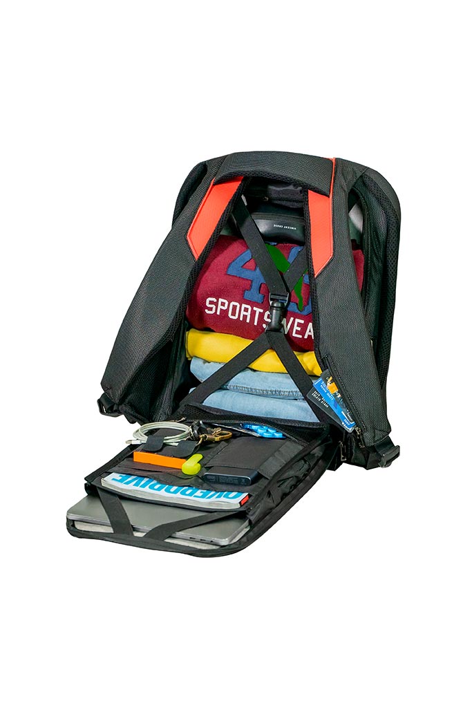 Performance Anti-Theft Hard Shell Backpack Grey and Orange