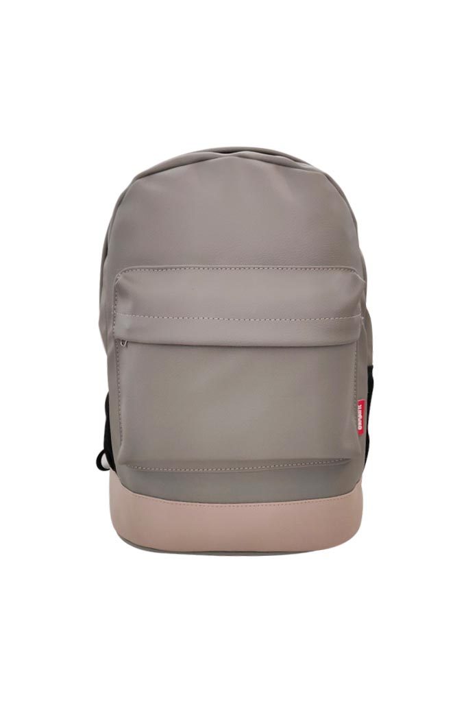 Leatherette Laptop Backpack & Bags Grey and Beige