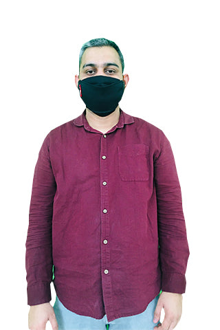 Elegant Cotton Face Mask Black Elastic Tieup Family Pack