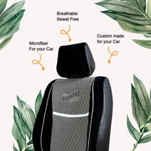 Vintage Bucket Fit Fabric Car Seat Cover For Tata Punch with Free Set of 4 Comfy Cushion & Neck Rest (Black-Grey)! Elegant Auto Retail