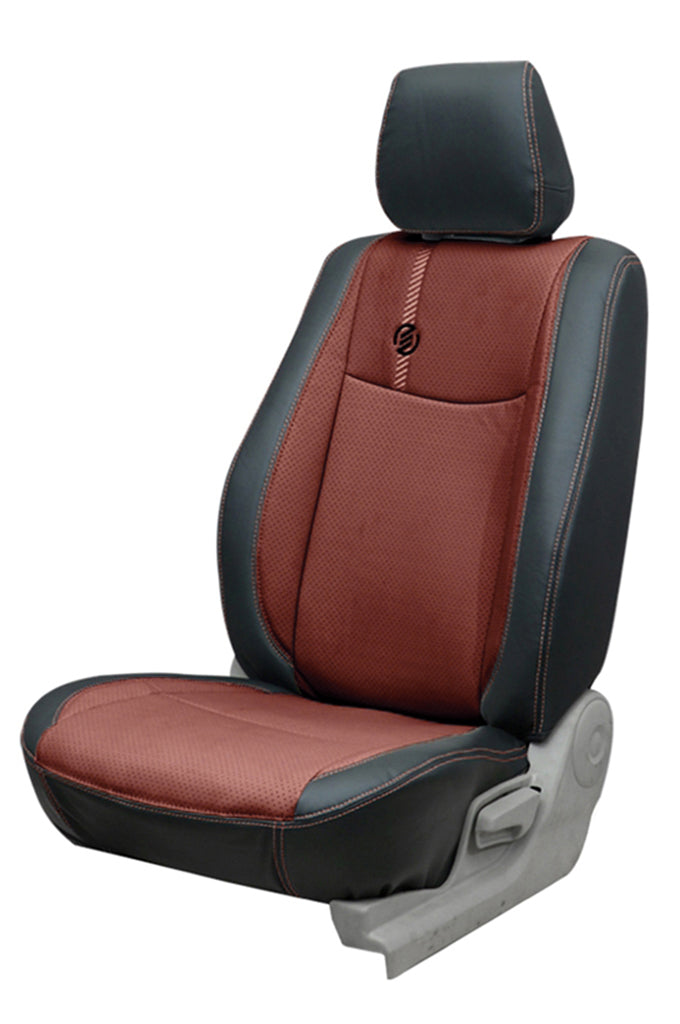 Venti 1 Duo Perforated Art Leather Car Seat Cover For Brown Skoda Rapid