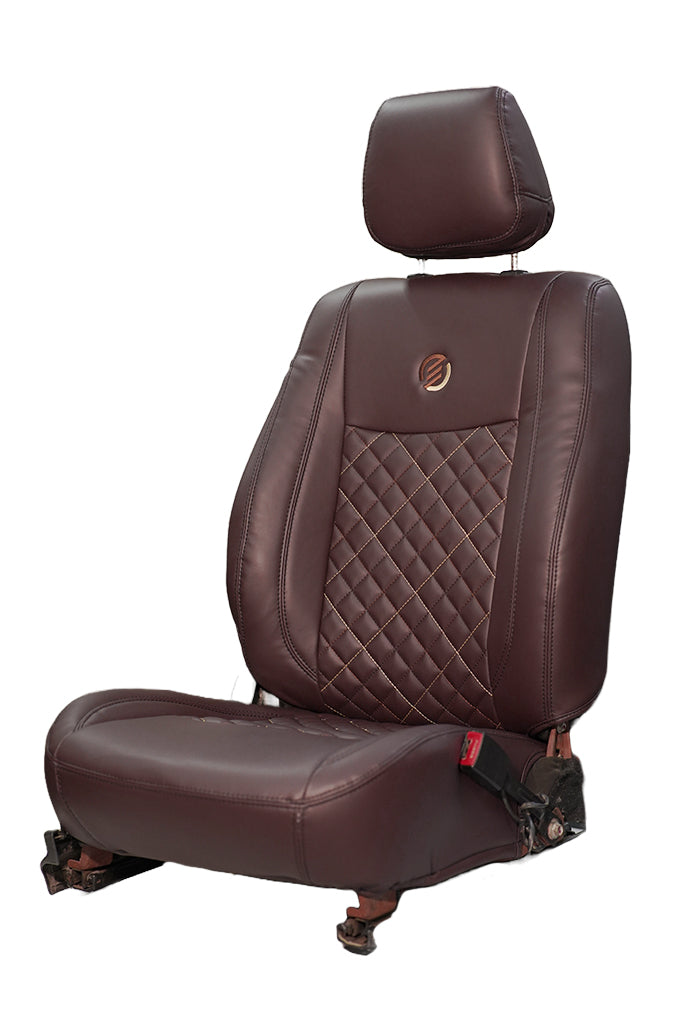 Venti 3 Art Leather Car Seat Cover For Hyundai Alcazar - Brown | Elegant Auto Retail
