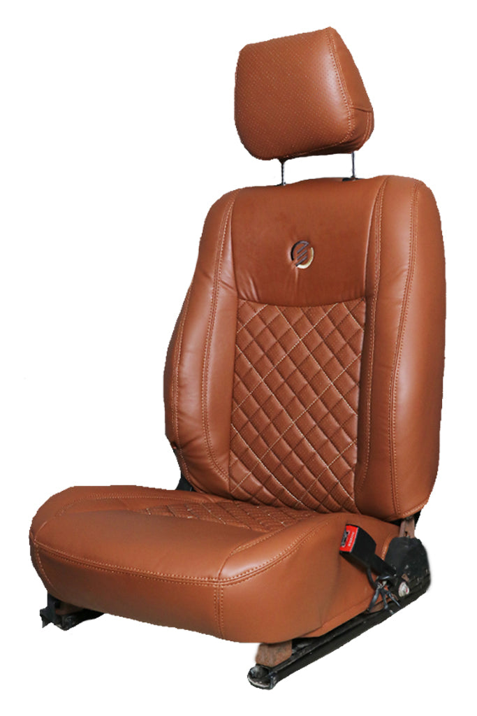 Venti 3 Art Leather Car Seat Cover For Hyundai Alcazar - Tan | Elegant Auto Retail