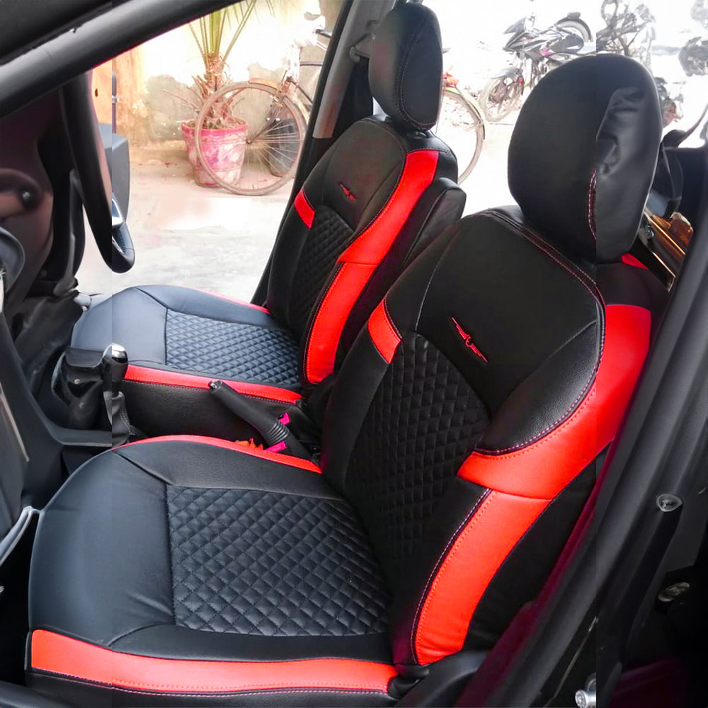 Vogue Star Art Leather Car Seat Cover For Tata Nexon Black-Red