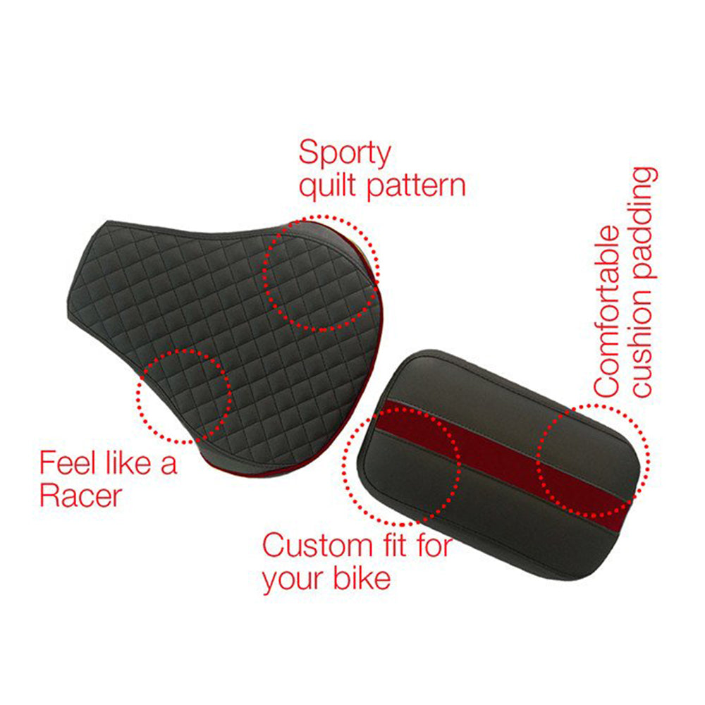 Cameo Sports Twin Bike Seat Cover Black and Red for Bullet