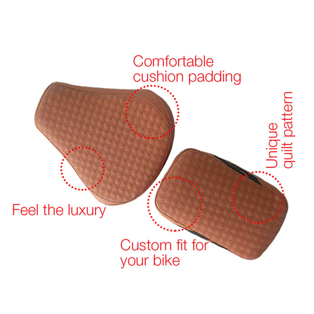 Rodeo Luxury Twin Bike Seat Cover Tan with Black Side Detail for Bullet
