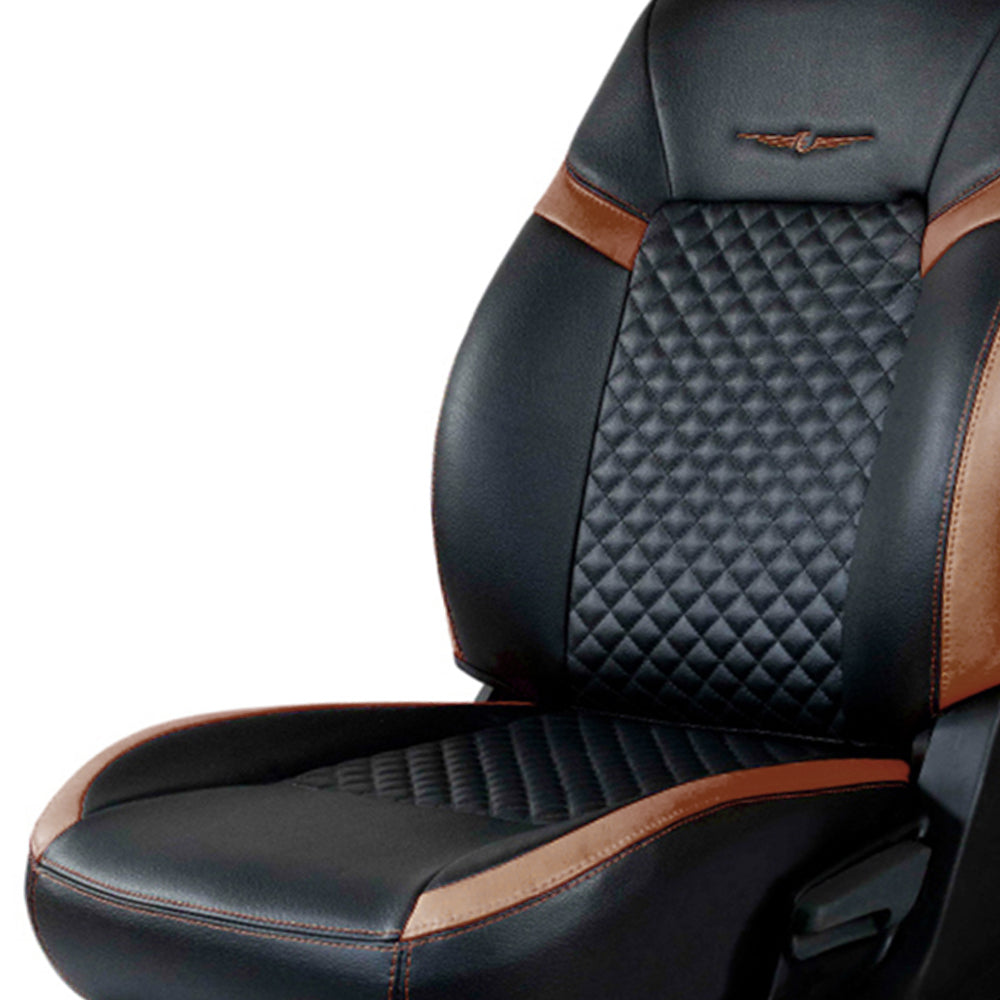 Vogue Star Art Leather Car Seat Cover For Tan Tata Nexon Black-Tan