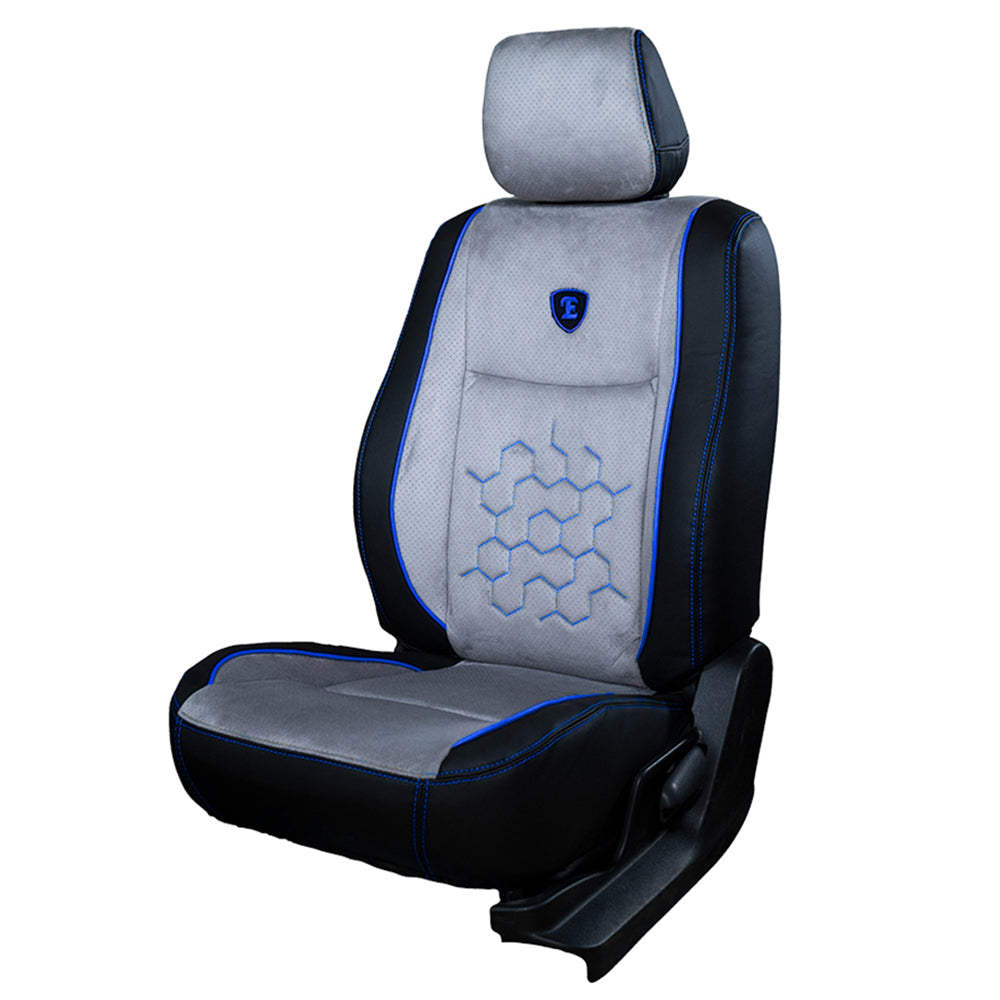 Icee Duo Perforated Fabric Car Seat Cover For Hyundai I10  Black Grey Blue  | Elegant Auto Retail
