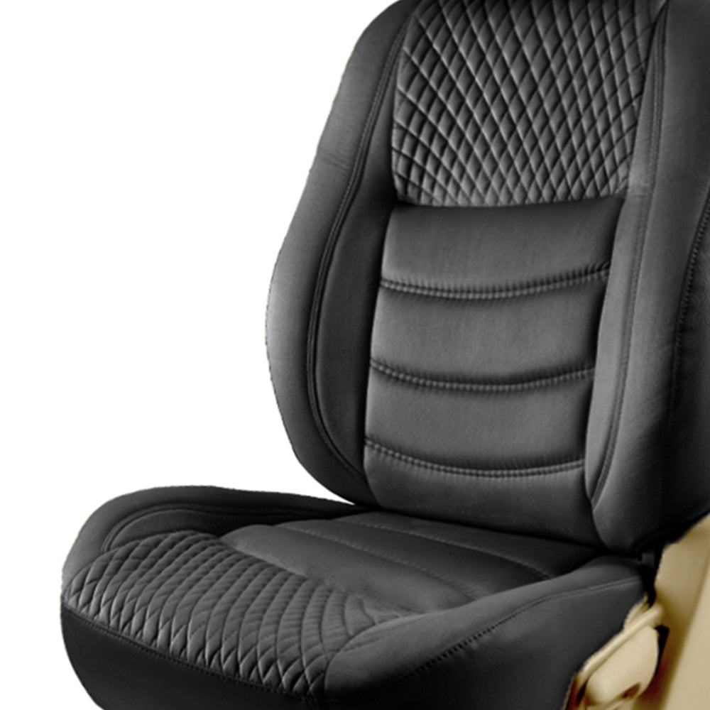 Veloba Crescent Velvet Fabric Car Seat Cover For Toyota Taisor | in Black Colour | Elegant Auto Retail