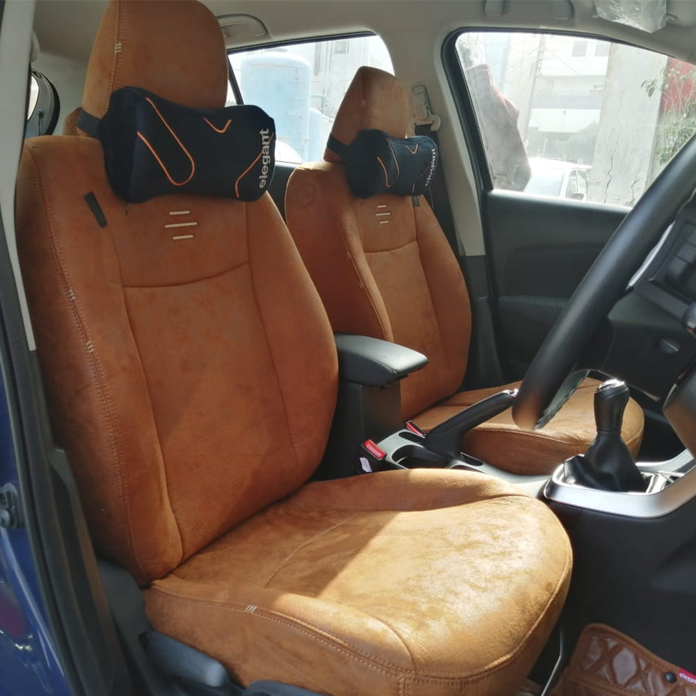 Nubuck Patina Leather Feel Fabric  Car Seat Cover Design For Renault Triber