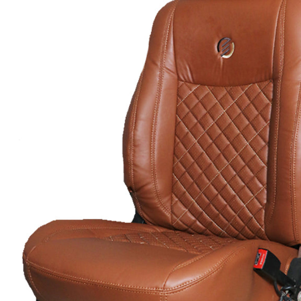 Venti 3 Perforated Art Leather Car Seat Cover For Skoda Kylaq - Tan | Elegant Auto Retail