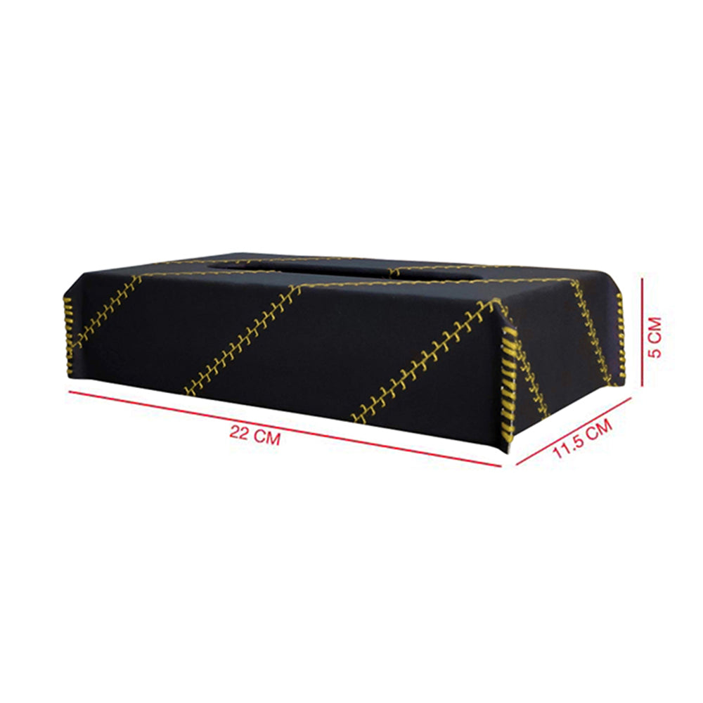 Nappa Leather Cross 1 Tissue Box Black and Yellow | Elegant Auto Retail 