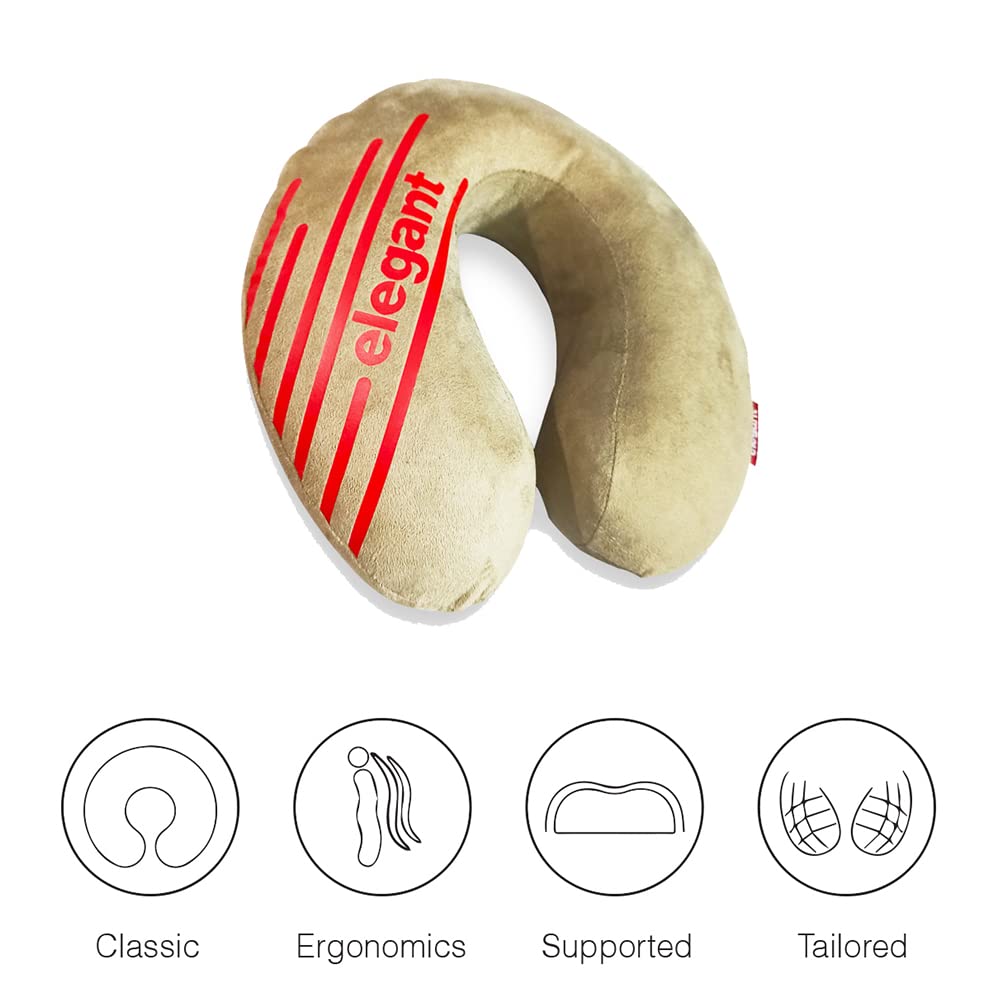 Elegant Cross Memory Foam Travel Pillow Beige  | Elegant Auto Retail