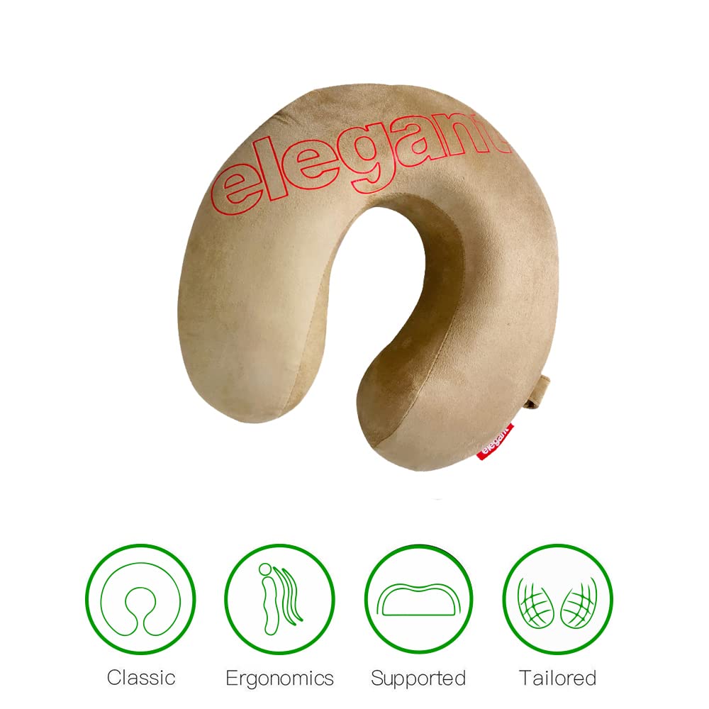 Elegant Active Memory Foam Travel Pillow  In Beige | Elegant Auto Retail