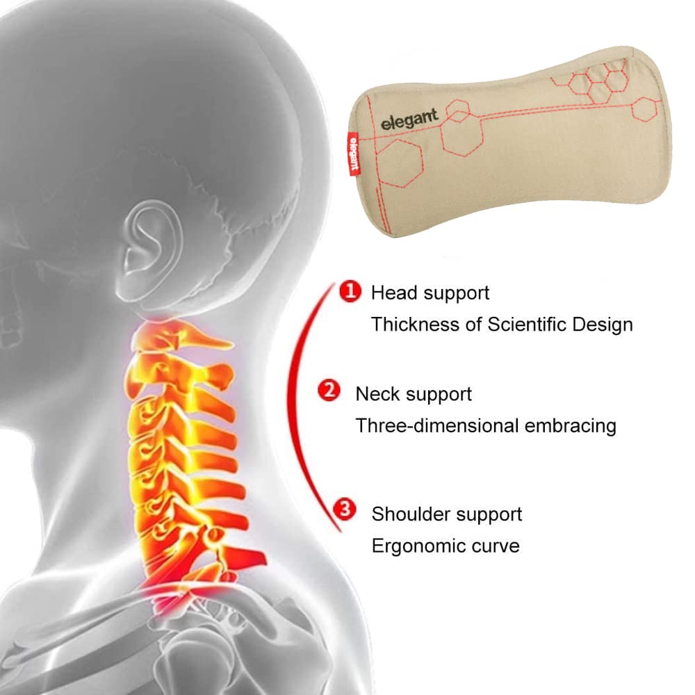 Elegant Zig Memory Foam Neck Support Pillow- Set of 2 In Beige | Elegant Auto Retail 