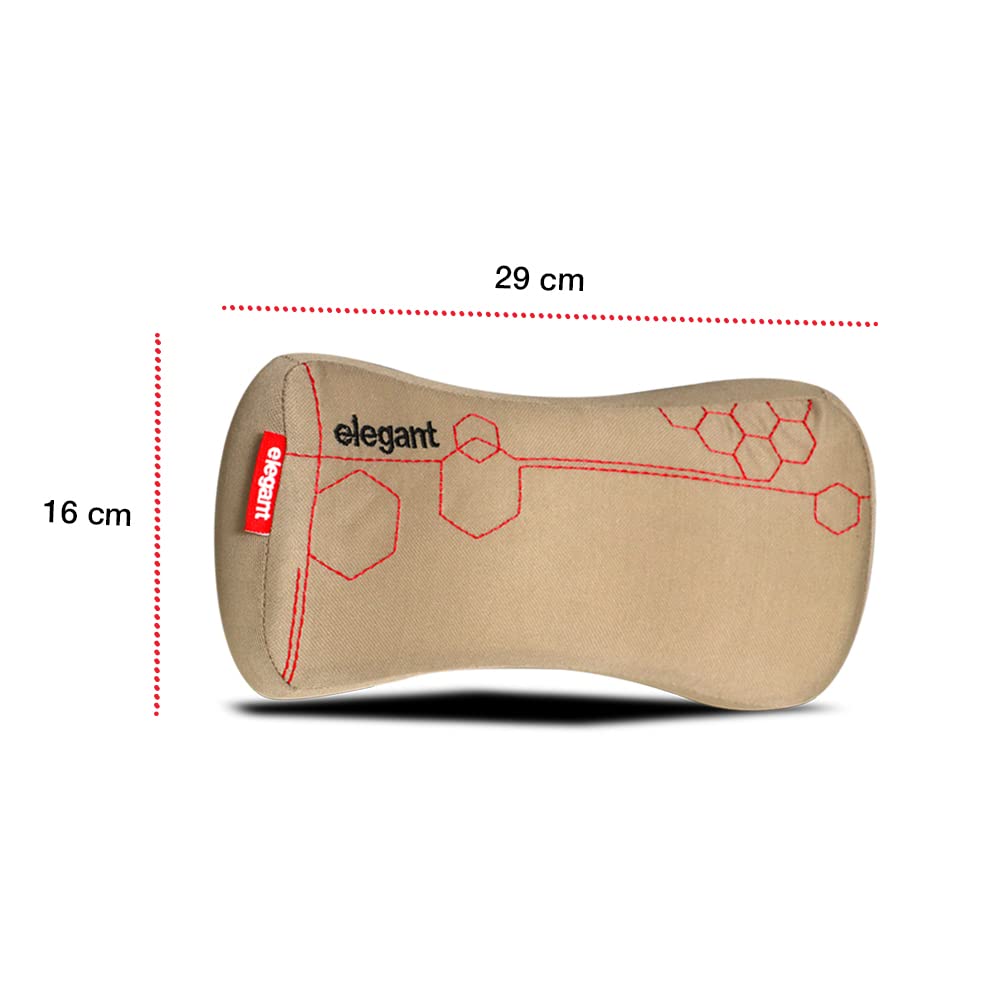 Elegant Zig Memory Foam Neck Support Pillow- Set of 2 In Beige | Elegant Auto Retail 