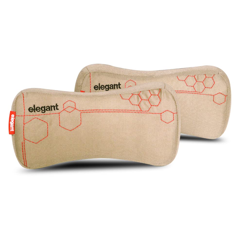 Elegant Zig Memory Foam Neck Support Pillow- Set of 2 In Beige | Elegant Auto Retail 