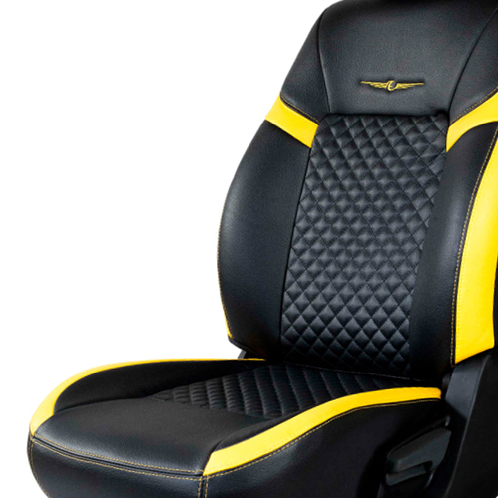 Vogue Star Art Leather Car Seat Cover For Tata Nexon Black-Yellow