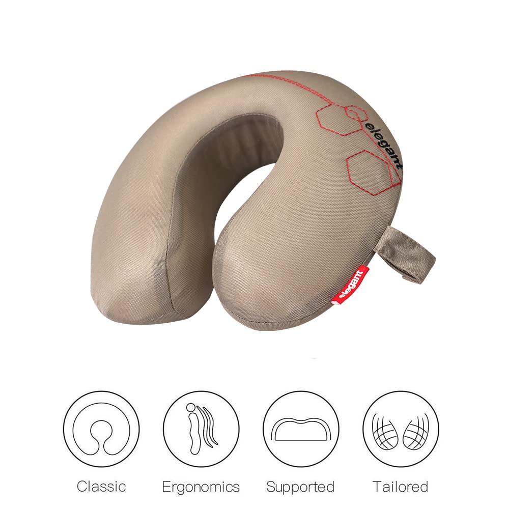 Elegant Zig Memory Foam Travel Pillow  In Beige | Elegant Auto Retail