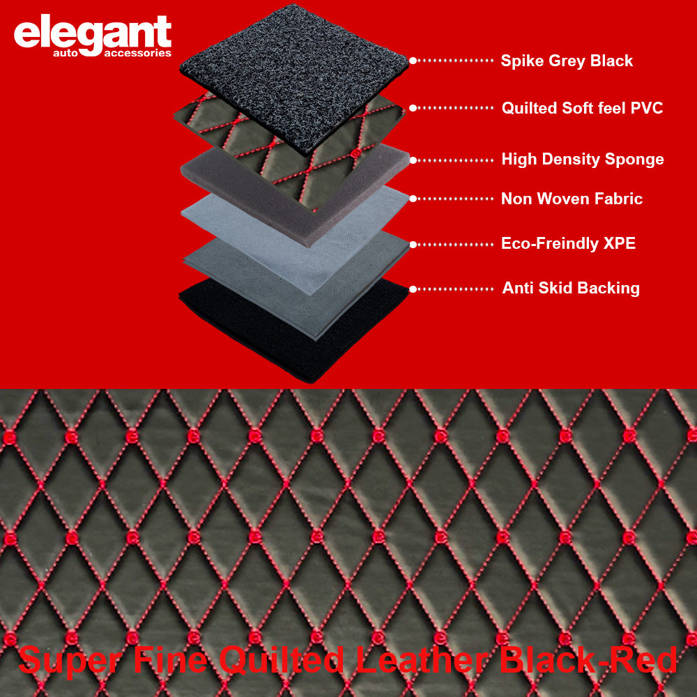 7D Car Floor Mats Black and Red For Mahindra XUV300