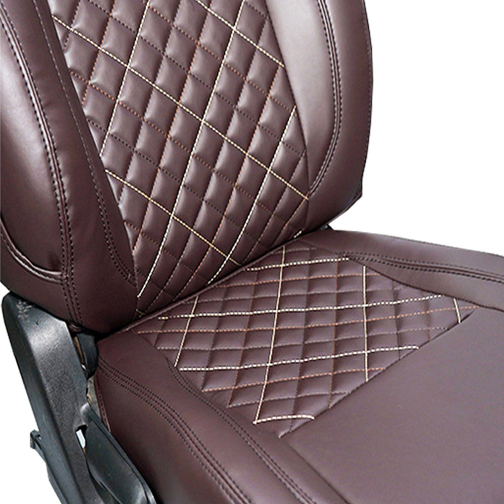 Venti 3 Perforated Art Leather Car Seat Cover For Skoda Kylaq - Brown | Elegant Auto Retail
