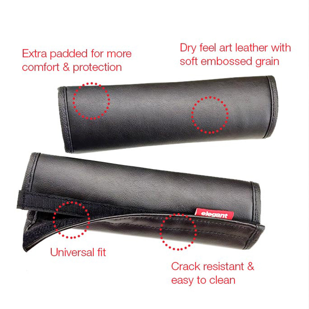 Nappa Leather Seat Belt Shoulder Pads - Black