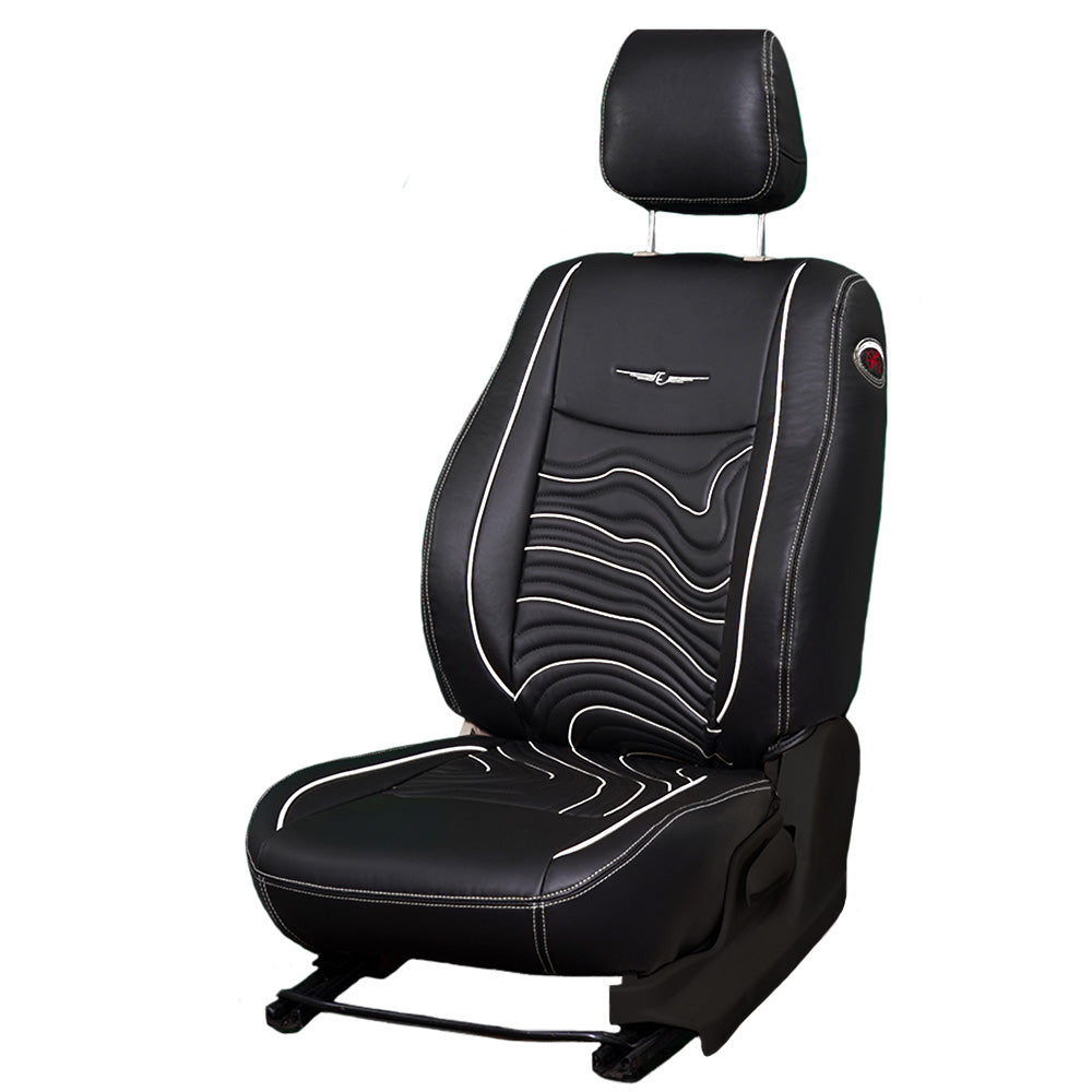 Adventure Art Leather Car Seat Cover For Hyundai I10 | in Black  White Colour | Elegant Auto Retail