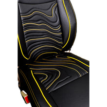 Adventure Art Leather Car Seat Cover For Mahindra Bolero Neo | in Black-Yellow Colour | Elegant Auto Retail