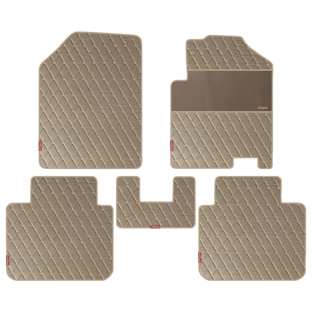 Luxury Leatherette Car Floor Mat Beige For Maruti Brezza