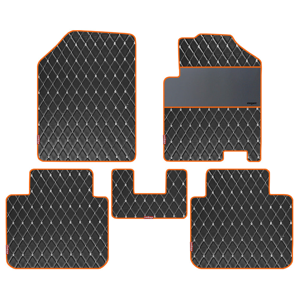 Luxury Leatherette Car Floor Orange For Maruti Brezza