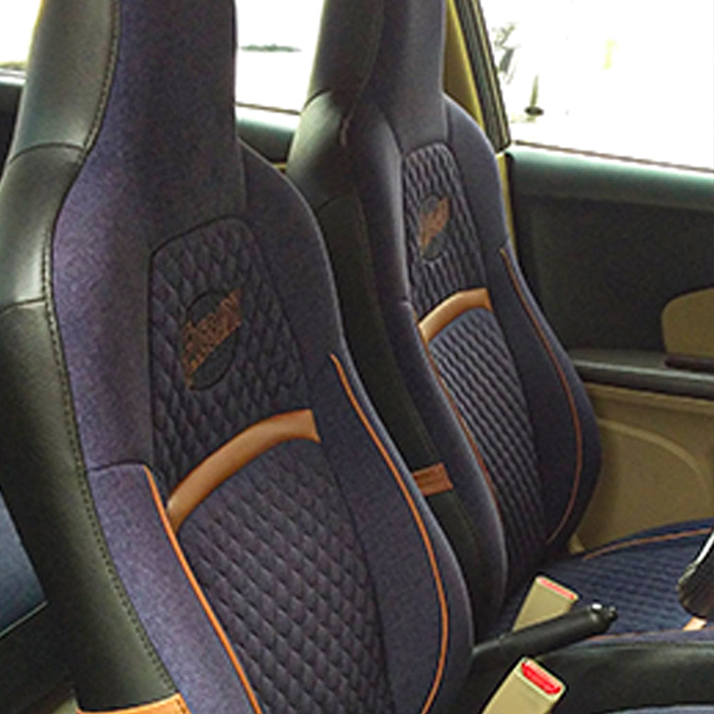 Retro Bucket Fit Denim Fabric Car Seat Cover For Kia Carens In Blue Colour | Elegant Auto Retail