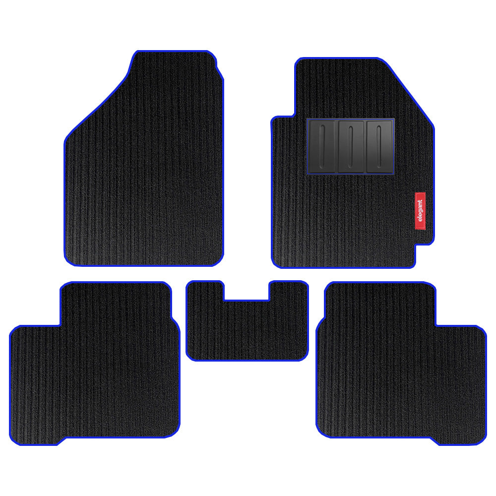 Cord Carpet Car Floor Mat For Maruti Zen - Black Blue | Elegant Auto Retail