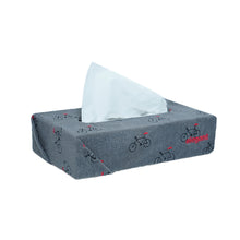 Load image into Gallery viewer, Fabric Tissue Box Grey Cycle Design CU02

