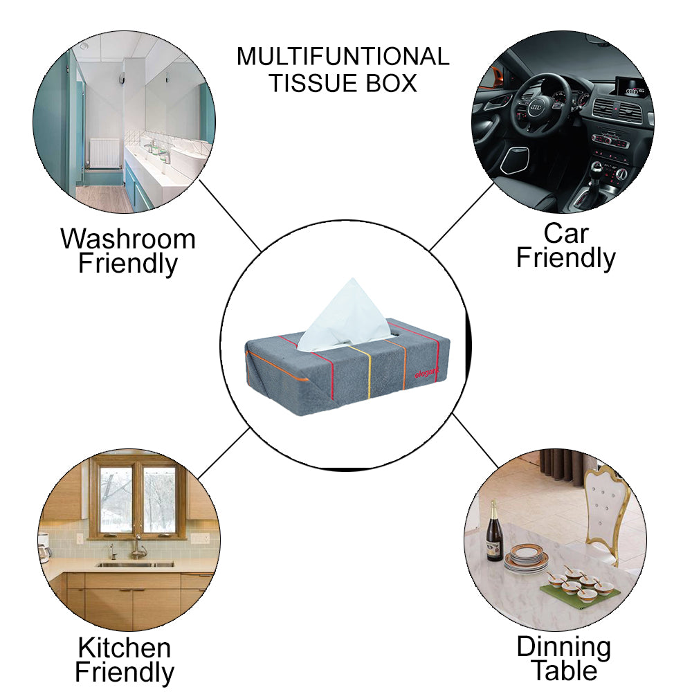 Fabric Tissue Box Grey Liner Design CU06 | Elegant Auto Retail