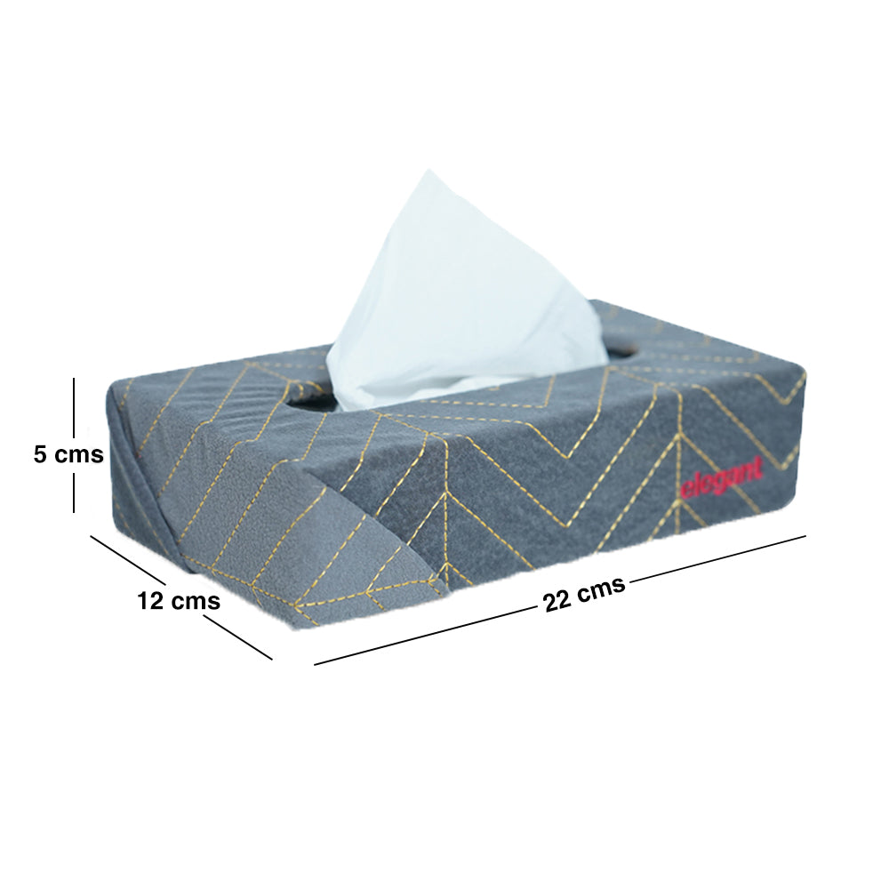 Fabric Tissue Box Grey Line Design CU09 | Elegant Auto Retail