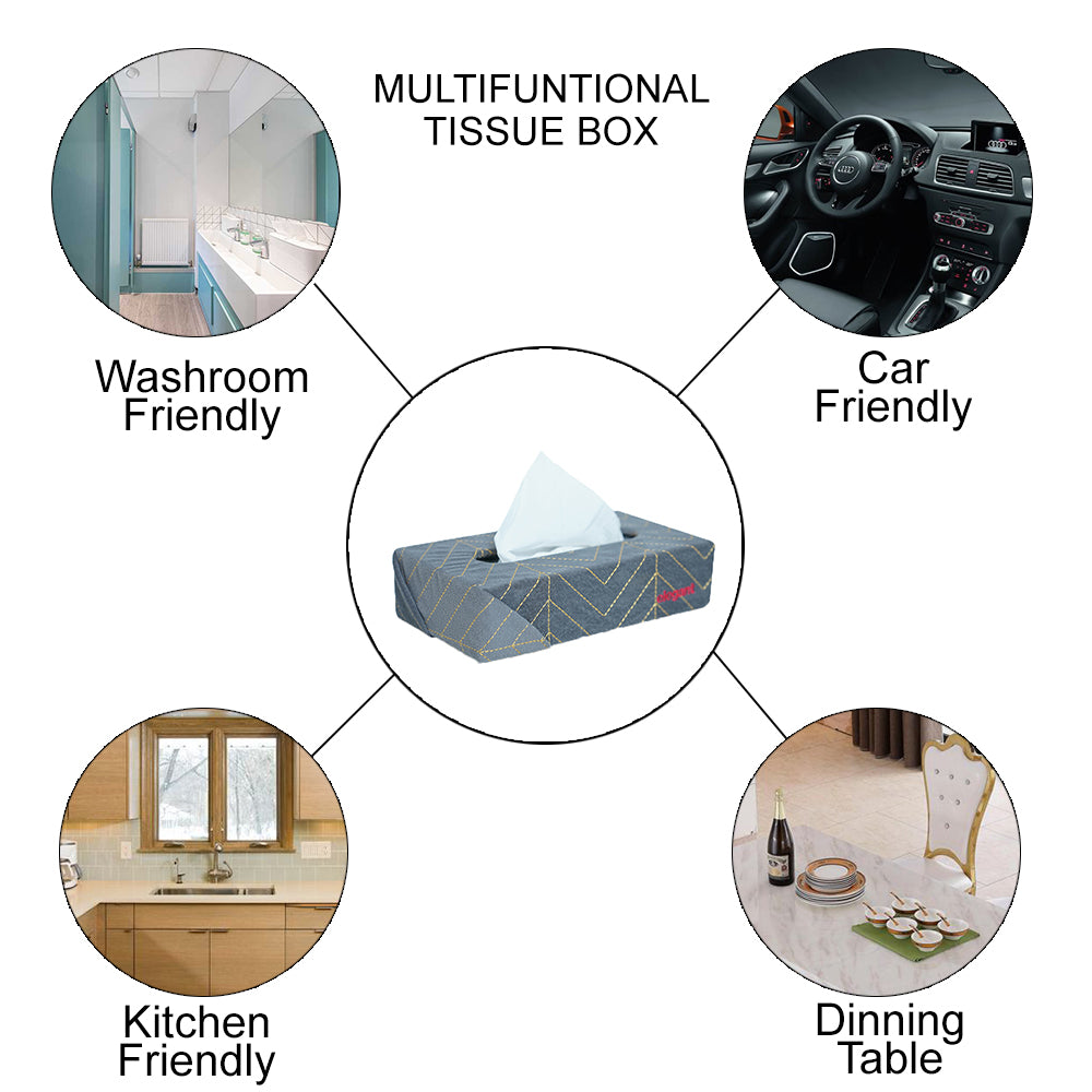 Fabric Tissue Box Grey Line Design CU09 | Elegant Auto Retail