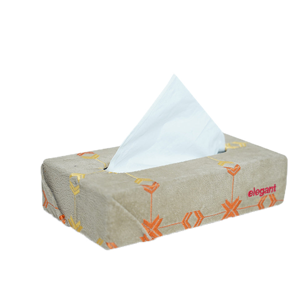 Fabric Tissue Box Beige Square Design CU10 | Elegant Auto Retail
